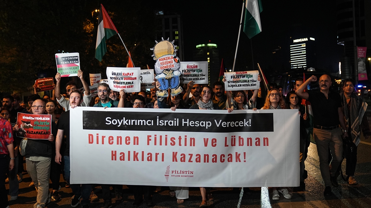İsrail’in Filistin ve Lübnan’a yönelik saldırıları İstanbul’da protesto edildi