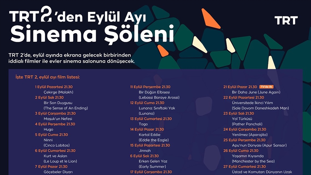 TRT 2, eylülde her akşam farklı filmi izleyiciyle buluşturacak TRT 2, eylülde her akşam farklı filmi izleyiciyle buluşturacak