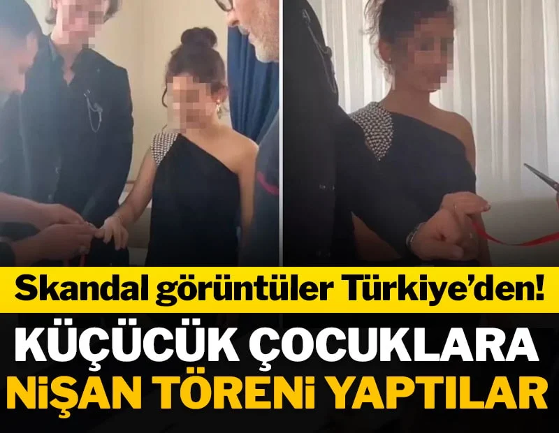 Skandal görüntüler! Küçücük çocuklara nişan töreni yaptılar Skandal görüntüler! Küçücük çocuklara nişan töreni yaptılar