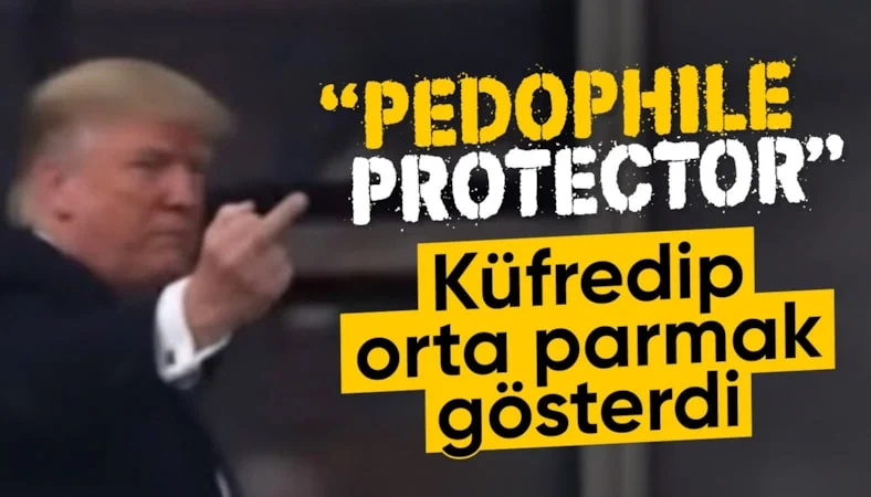 Trump, kendisine “pedofili koruyucusu” diye bağıran adama orta parmak gösterdi…