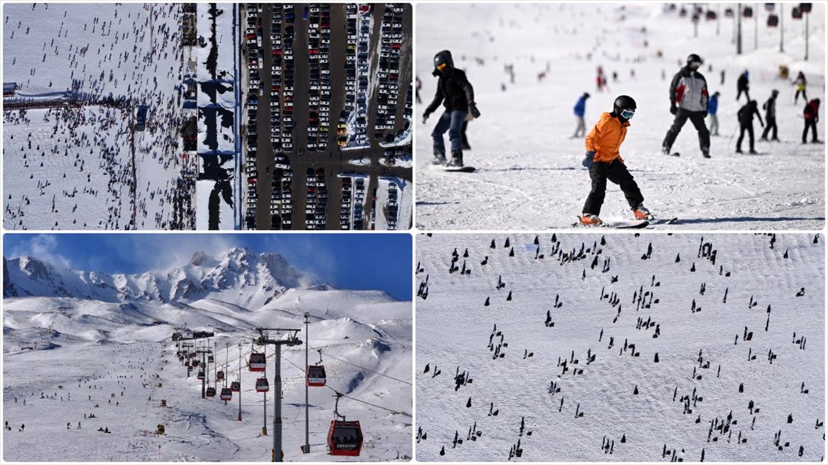 Erciyes’te hafta sonu yoğunluğu yaşanıyor