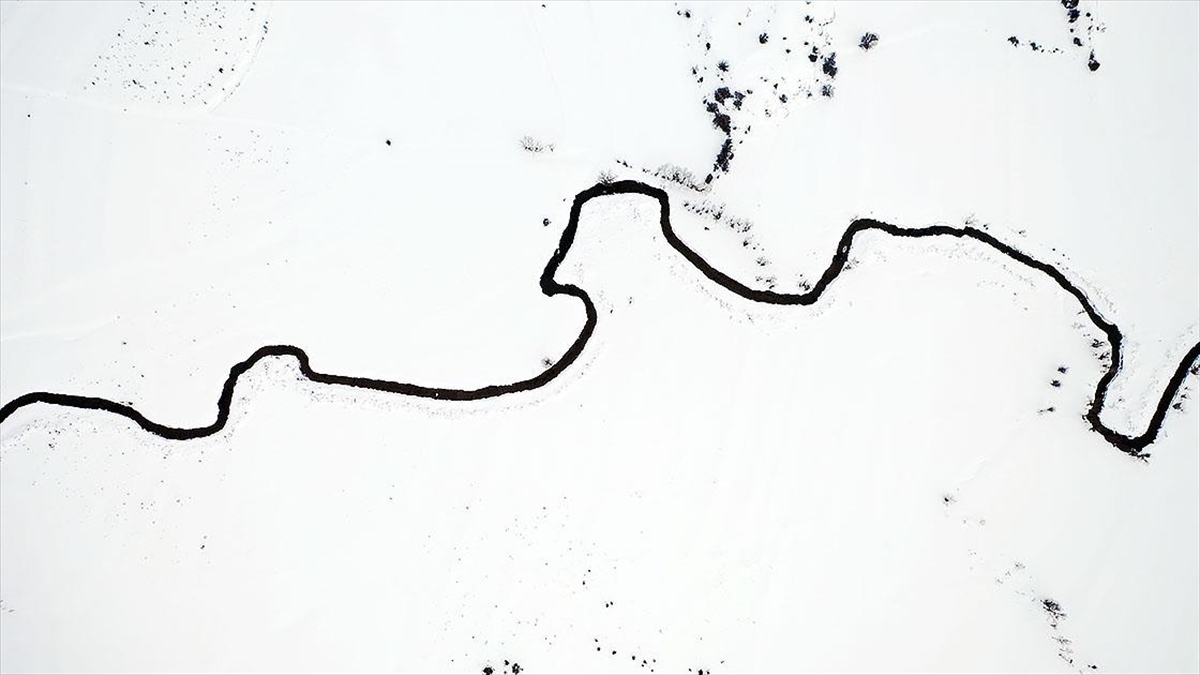 Kastamonu’da kar altındaki mendereslerin kış güzelliği