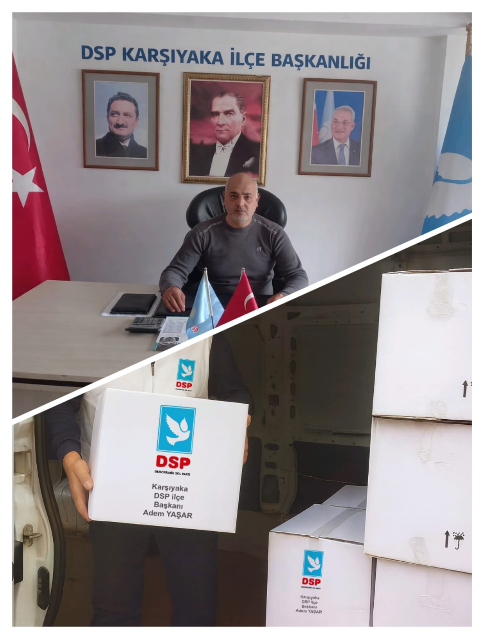 DSP Karşıyaka ilçe Başkanı Adem Yaşar’dan 9 bin haneye Ramazan gıda desteği… DSP Karşıyaka ilçe Başkanı Adem Yaşar’dan 9 bin haneye Ramazan gıda desteği…