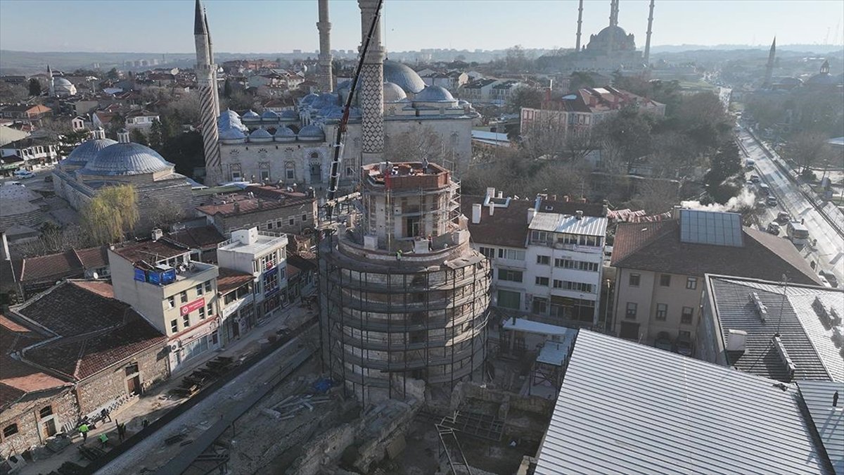 Edirne’de tarihi Makedon Kulesi’nin dış cephe çalışmaları tamamlandı
