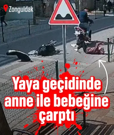 Zonguldak’ta yaya geçidinde anne ve bebeğine motosiklet çarptı…
