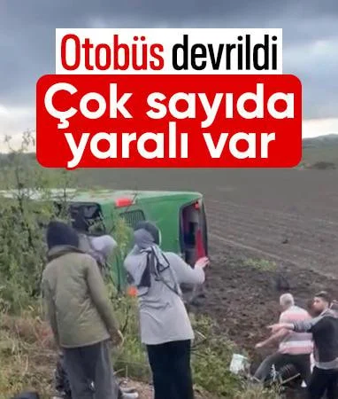 Çanakkale’de otobüs devrildi: Çok sayıda yaralı var…