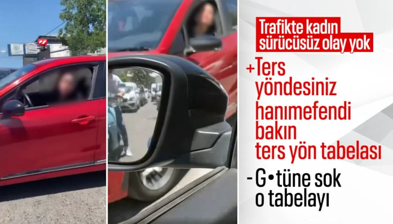 Ters yönden gelen kadın sürücünün yüzsüzlüğü…