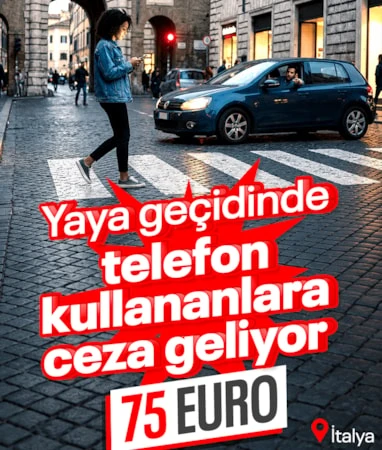 İtalya’da telefona bakarak karşıdan karşıya geçene 75 Euro ceza… İtalya’da telefona bakarak karşıdan karşıya geçene 75 Euro ceza…
