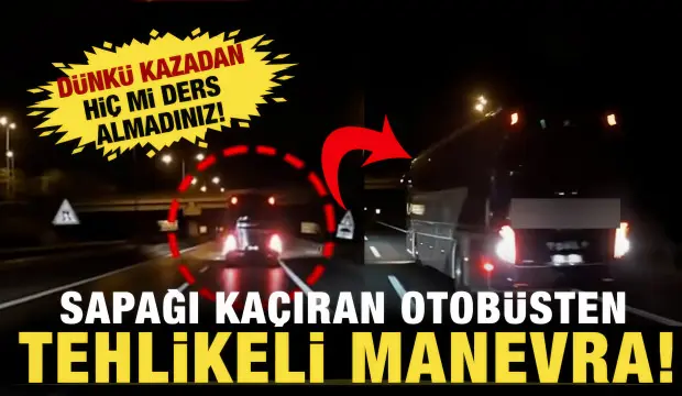 Otoyolda sapağı kaçıran otobüs yine geri geri ilerledi… Otoyolda sapağı kaçıran otobüs yine geri geri ilerledi…